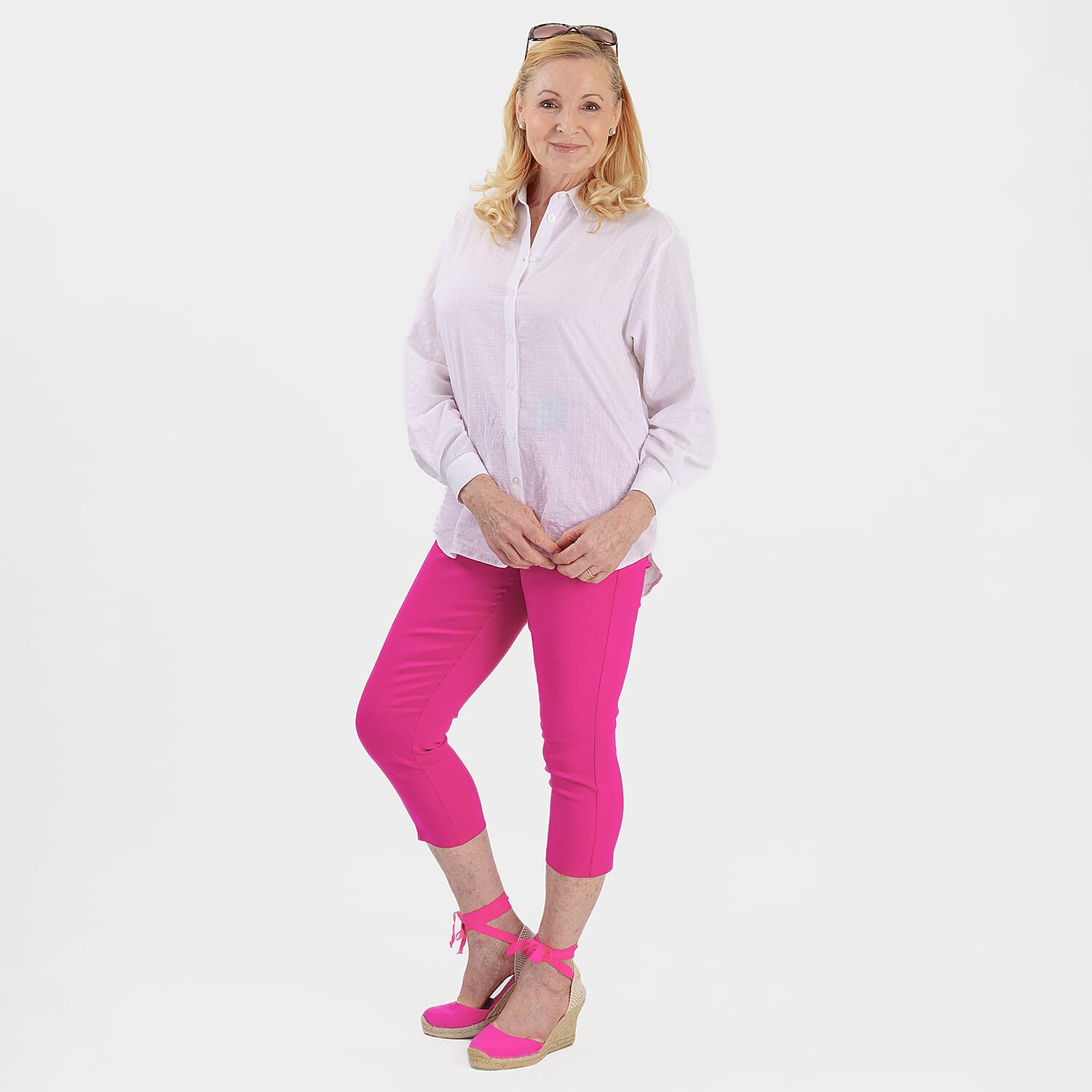 Emreco Crop Stretch Bengaline with Back Pockets (Size 12) - Cerise