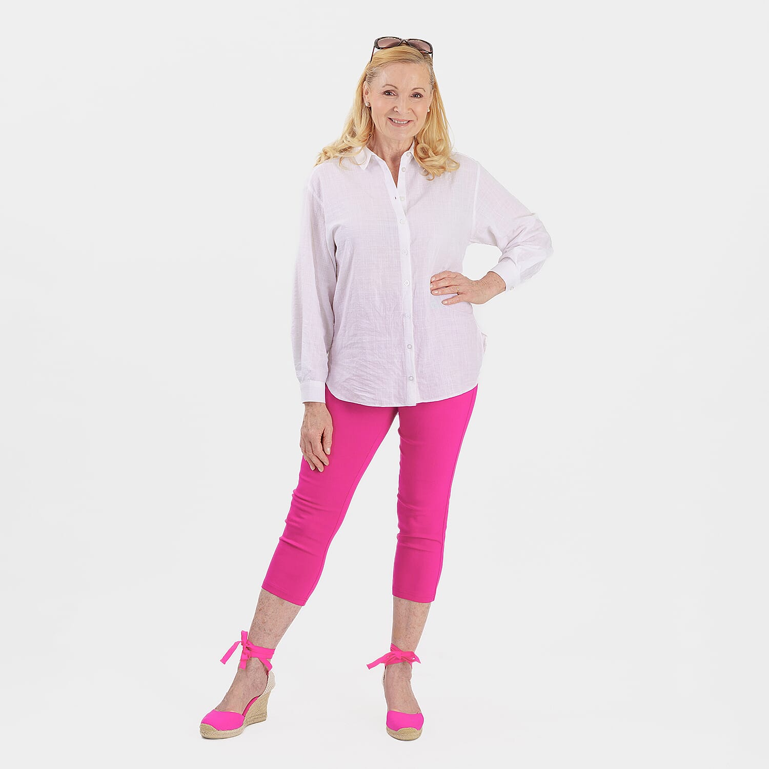 Emreco Crop Stretch Bengaline with Back Pockets (Size 16) - Cerise