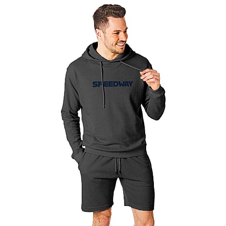 SPEEDWAY Mens Cotton Blend Tracksuit (Size L) - Charcoal