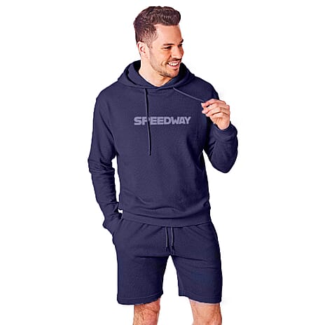 SPEEDWAY Mens Cotton Blend Tracksuit (Size M) - Navy
