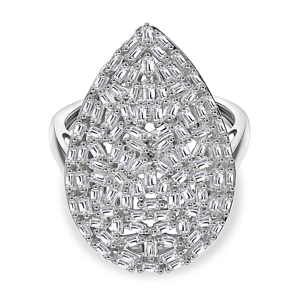 LUXURIANT 1 Ct. Lab Grown Diamond Cluster Ring in Rhodium Overlay ...