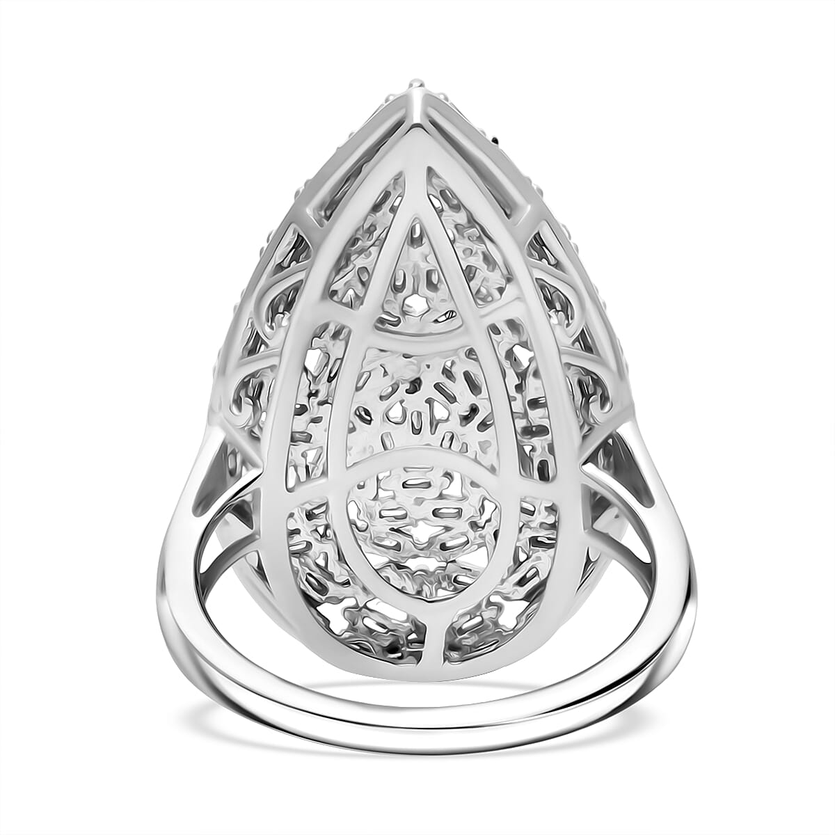 Designer Inspired- Luxuriant Lab Grown Diamond Fire Cracker (SI-GH) Ring in Rhodium Overlay Sterling Silver 1.00 Ct,