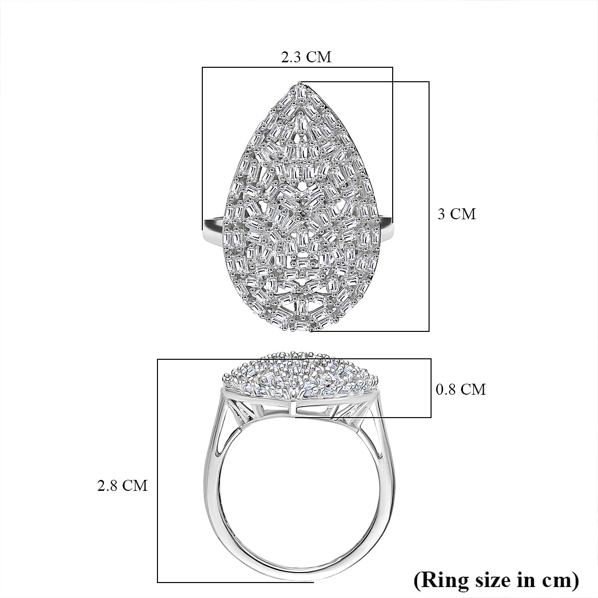 Designer Inspired- Luxuriant Lab Grown Diamond Fire Cracker (SI-GH) Ring in Rhodium Overlay Sterling Silver 1.00 Ct,