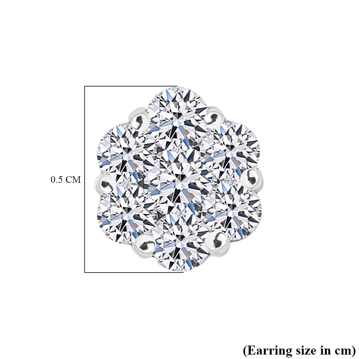 Luxuriant Lab Grown Diamond (SI-GH) Pressure Set Stud Earring with Push Back in Rhodium Overlay Sterling Silver 0.25 Ct.