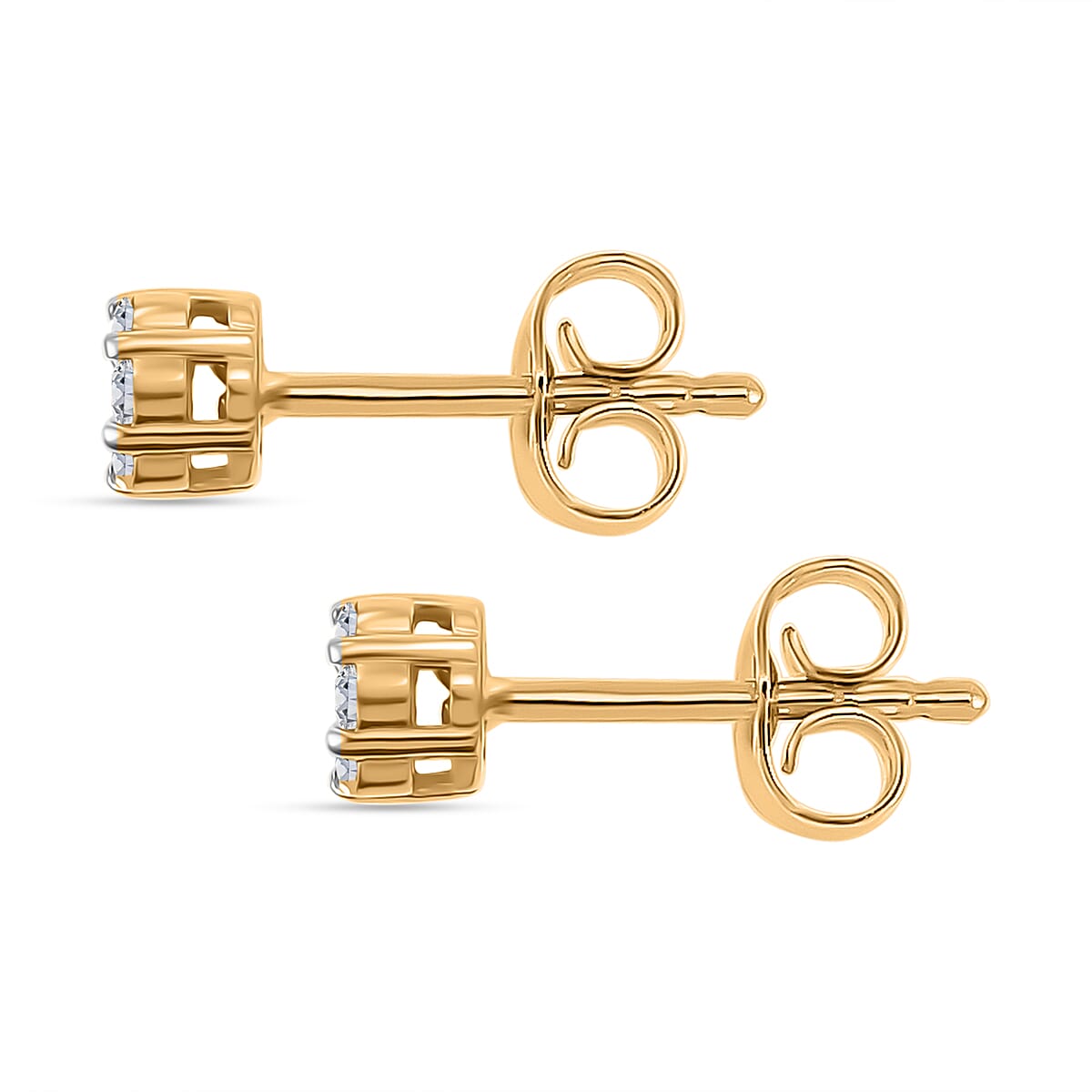 Luxuriant Lab Grown Diamond (SI-GH) Pressure Set Stud Earring with Push Back in 18K Vermeil Yellow Gold Plating Sterling Silver 0.25 Ct.