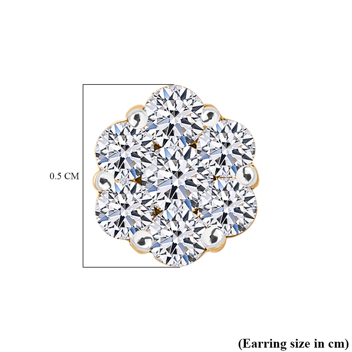 Luxuriant Lab Grown Diamond (SI-GH) Pressure Set Stud Earring with Push Back in 18K Vermeil Yellow Gold Plating Sterling Silver 0.25 Ct.