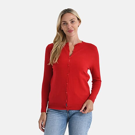 - Maisi Crew Neck Cardigan (Size M) - Red