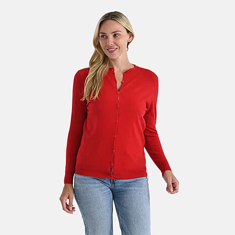 - Maisi Crew Neck Cardigan (Size XL) - Red