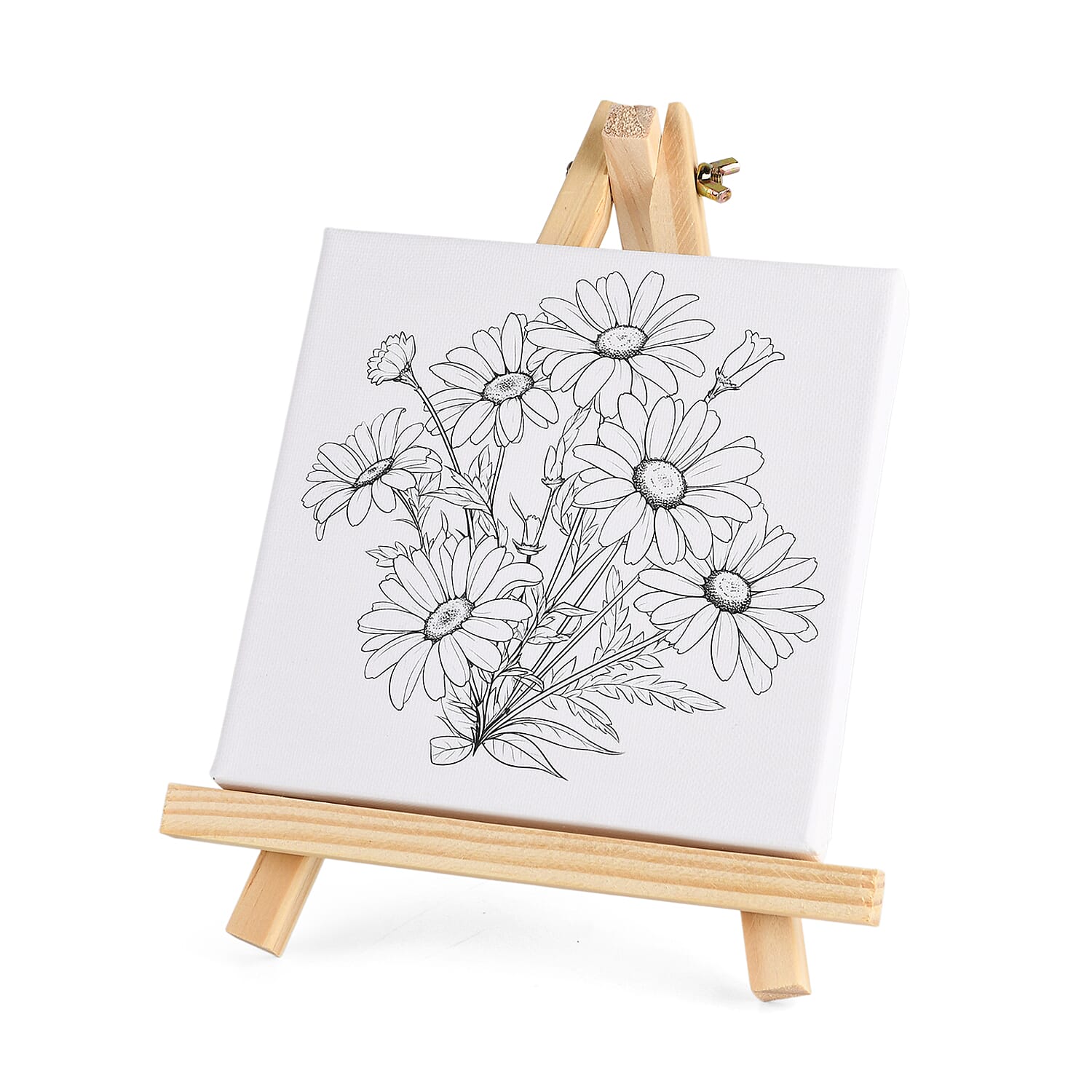 3-Piece Floral Canvas Painting Set- Rose, Daisy, Lily Canvases with Easel, 12 Watercolors & Brushes