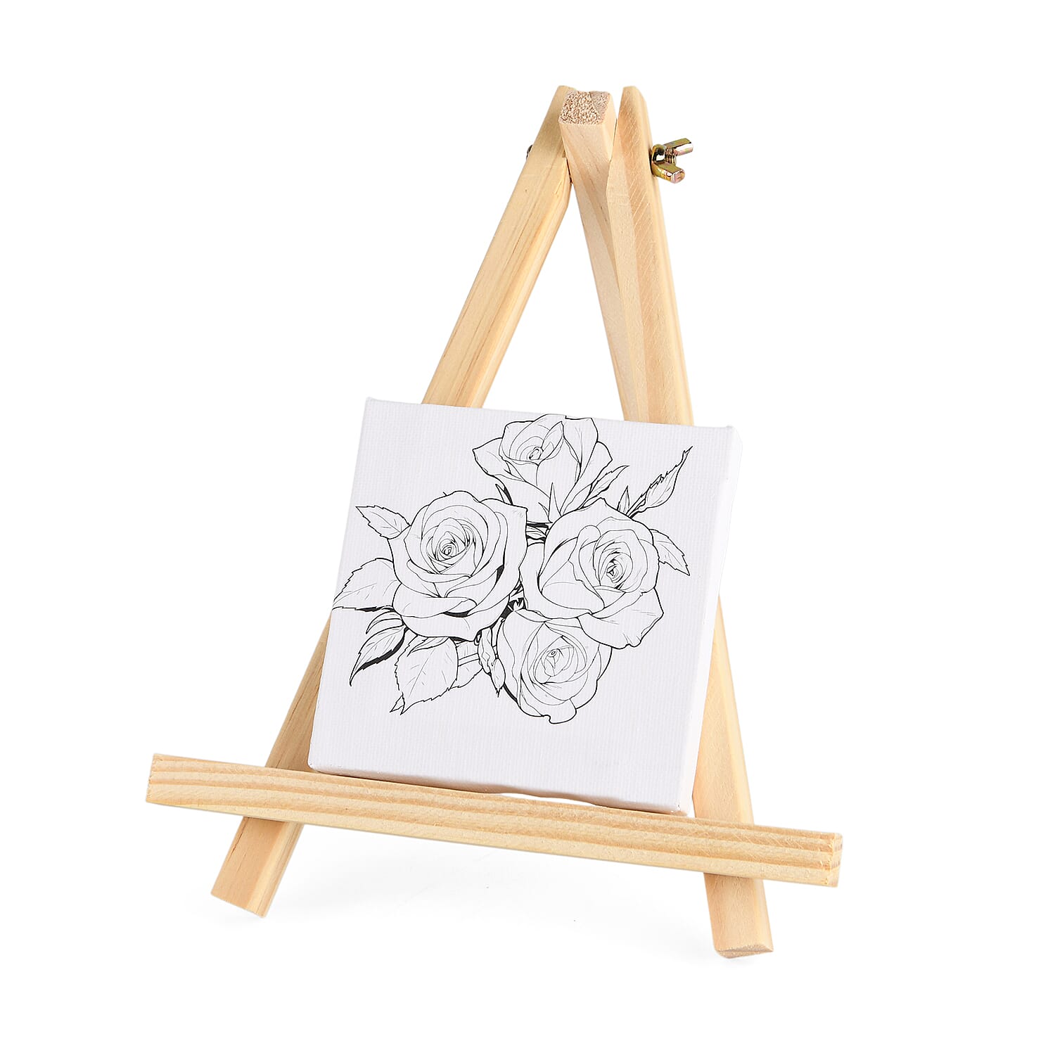 3-Piece Floral Canvas Painting Set- Rose, Daisy, Lily Canvases with Easel, 12 Watercolors & Brushes