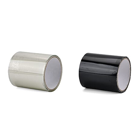Set of 2 Heavy-Duty Flex Tape Rolls - Black - Transparent