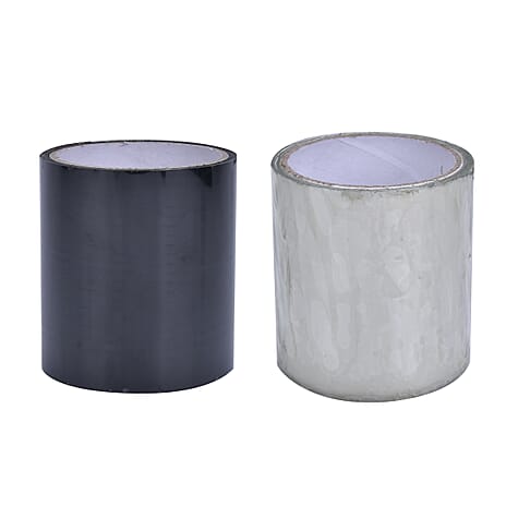 Set of 2 Heavy-Duty Flex Tape Rolls - Black - Transparent