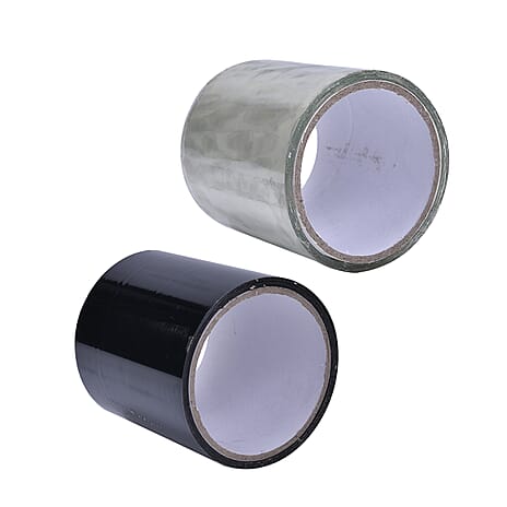 Set of 2 Heavy-Duty Flex Tape Rolls - Black - Transparent