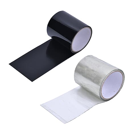Set of 2 Heavy-Duty Flex Tape Rolls - Black - Transparent