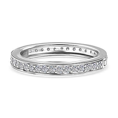 LUXURIANT Lab Grown Diamond (SI-GH) Openable Eternity Band Ring in Rhodium Overlay Sterling Silver