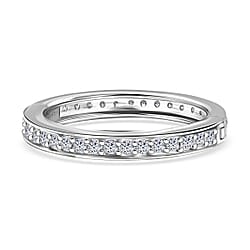 Luxuriant Lab Grown Diamond (SI-GH) Eternity Band Ring in Rhodium Overlay Sterling Silver 0.58 Ct.