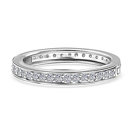 Luxuriant Lab Grown Diamond (SI-GH) Eternity Band Ring in Rhodium Overlay Sterling Silver 0.58 Ct.
