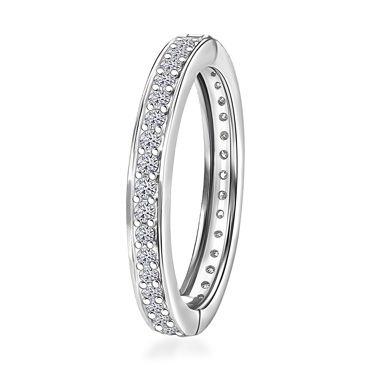 Luxuriant Lab Grown Diamond (SI-GH) Eternity Band Ring in Rhodium Overlay Sterling Silver 0.58 Ct.