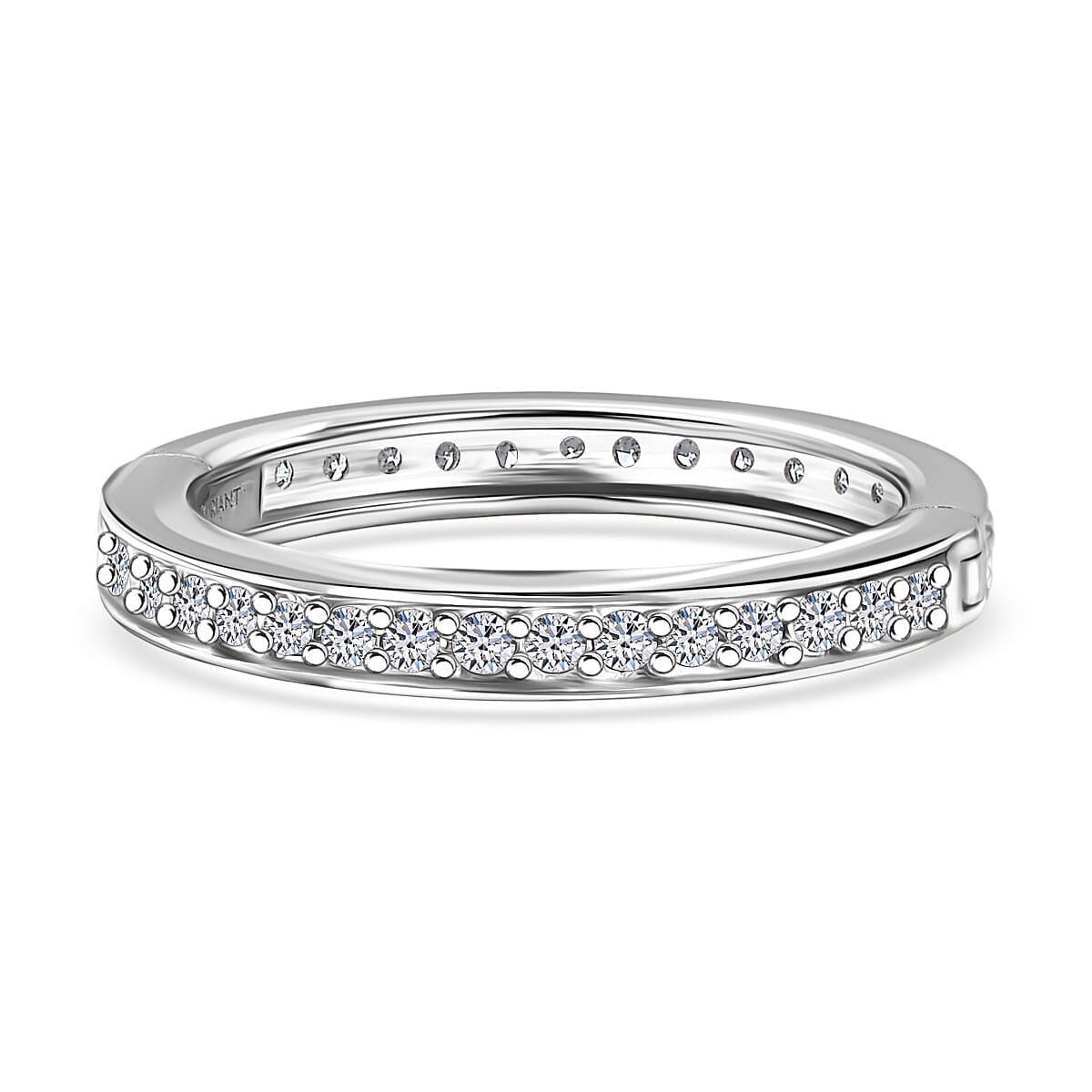 Luxuriant Lab Grown Diamond (SI-GH) Eternity Band Ring in Rhodium Overlay Sterling Silver 0.58 Ct.