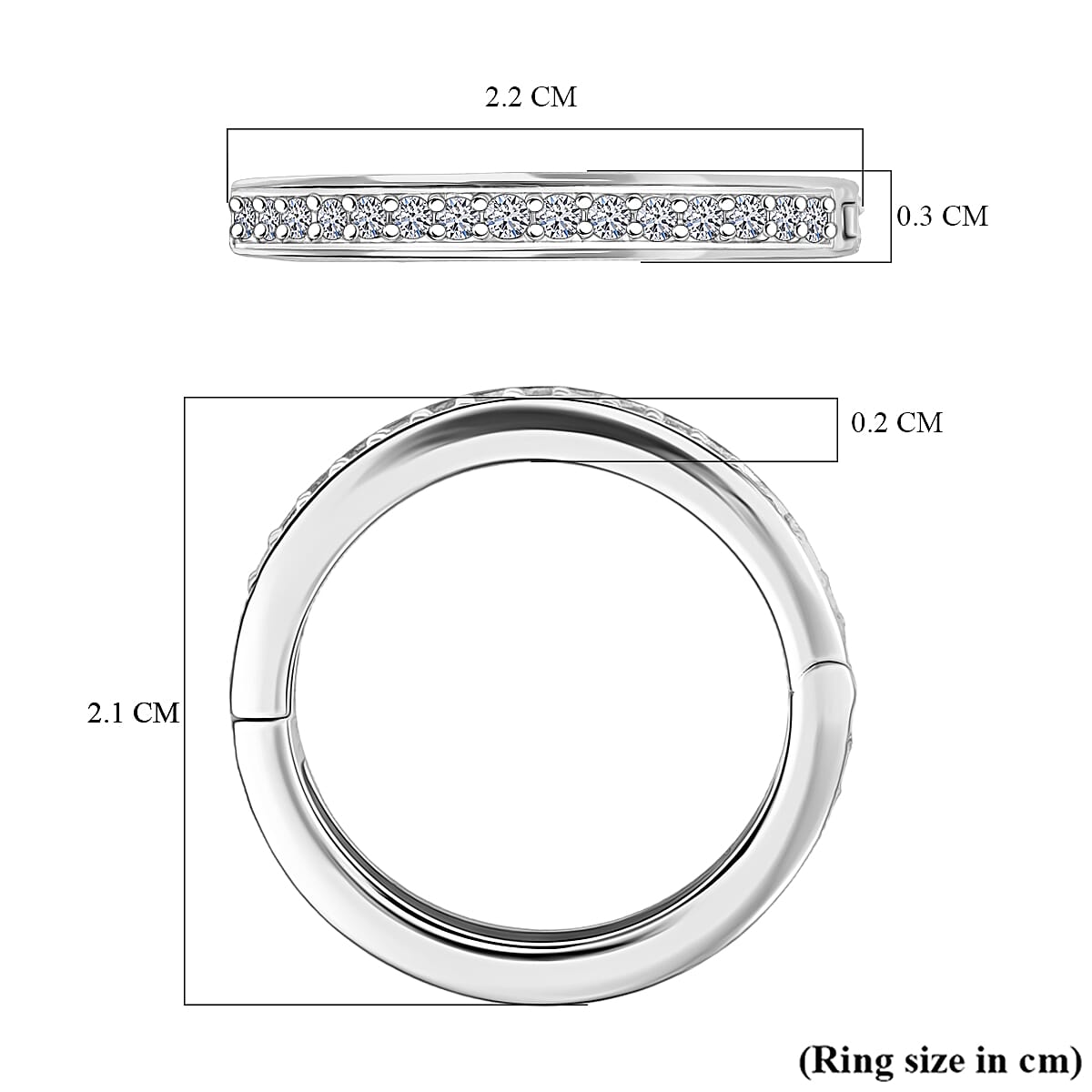 Luxuriant Lab Grown Diamond (SI-GH) Eternity Band Ring in Rhodium Overlay Sterling Silver 0.58 Ct.