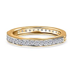 Luxuriant Lab Grown Diamond (SI-GH) Eternity Band Ring in Rhodium Overlay Sterling Silver 0.58 Ct.