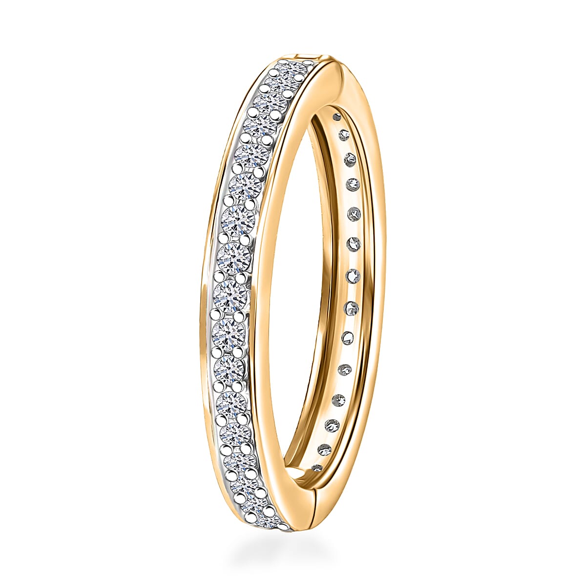 Luxuriant Lab Grown Diamond (SI-GH) Eternity Band Ring in Rhodium Overlay Sterling Silver 0.58 Ct.