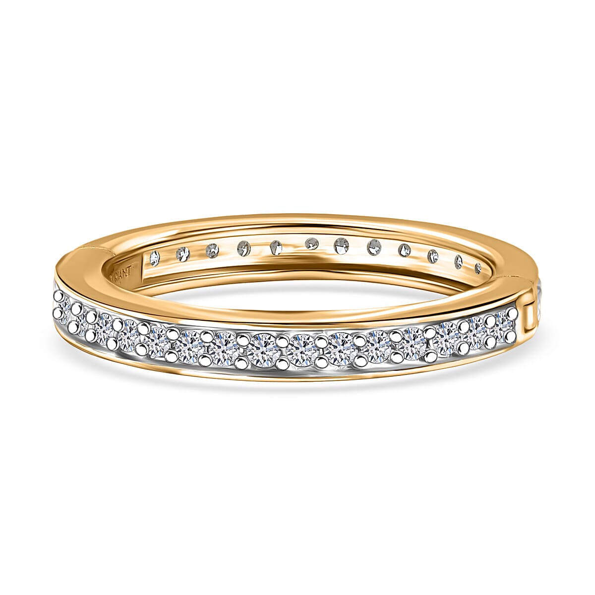 Luxuriant Lab Grown Diamond (SI-GH) Eternity Band Ring in Rhodium Overlay Sterling Silver 0.58 Ct.