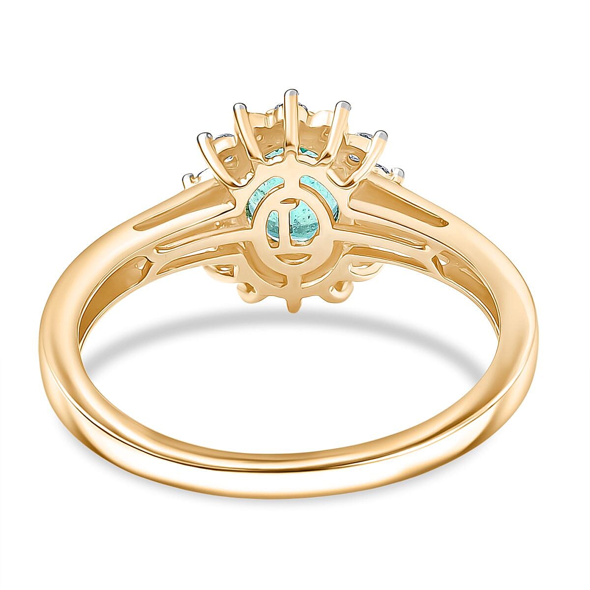 Luxuriant 14K Yellow Gold AAA Colombian Emerald & Lab Grown Diamond (VS-EF) Ring 1.00 Ct.