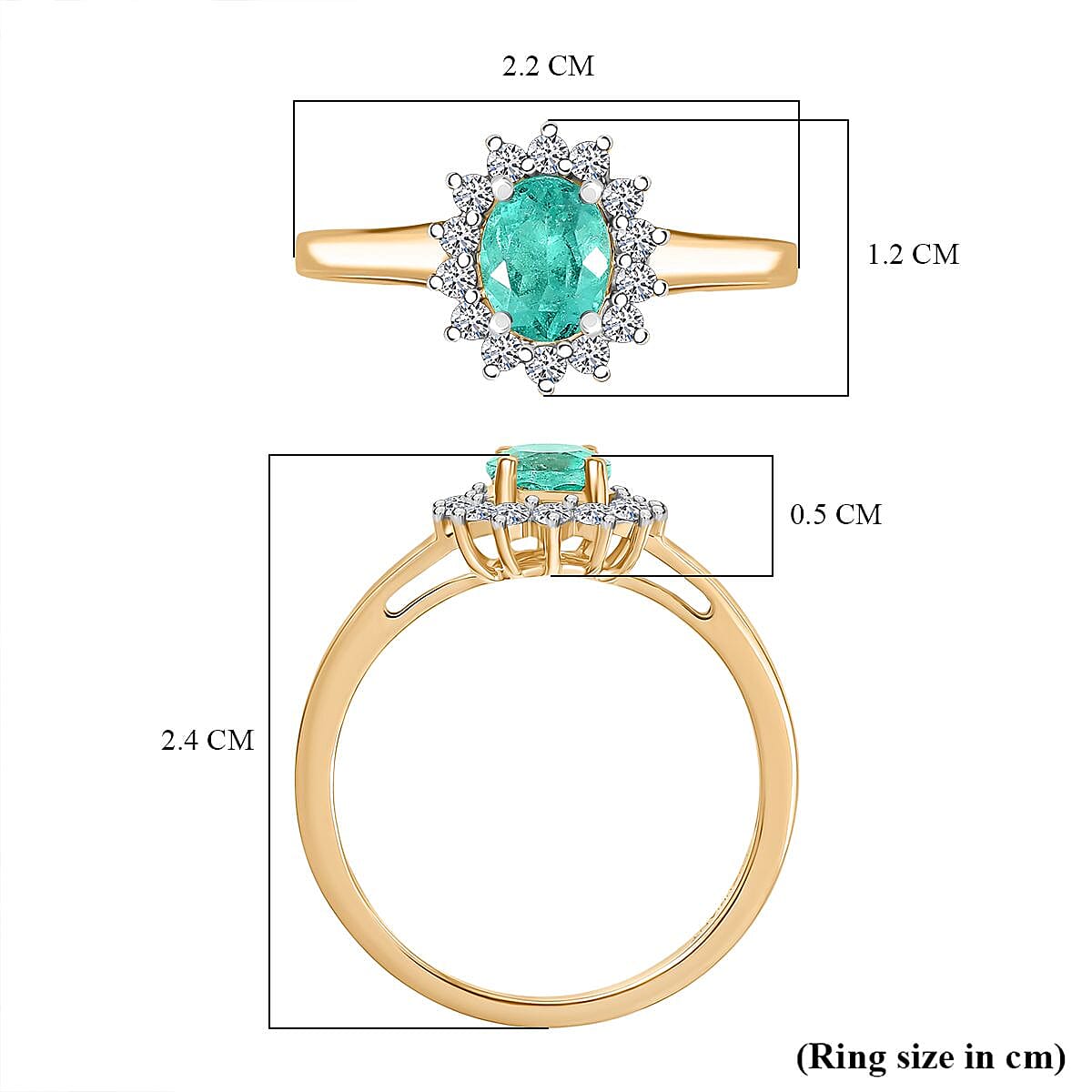 Luxuriant 14K Yellow Gold AAA Colombian Emerald & Lab Grown Diamond (VS-EF) Ring 1.00 Ct.