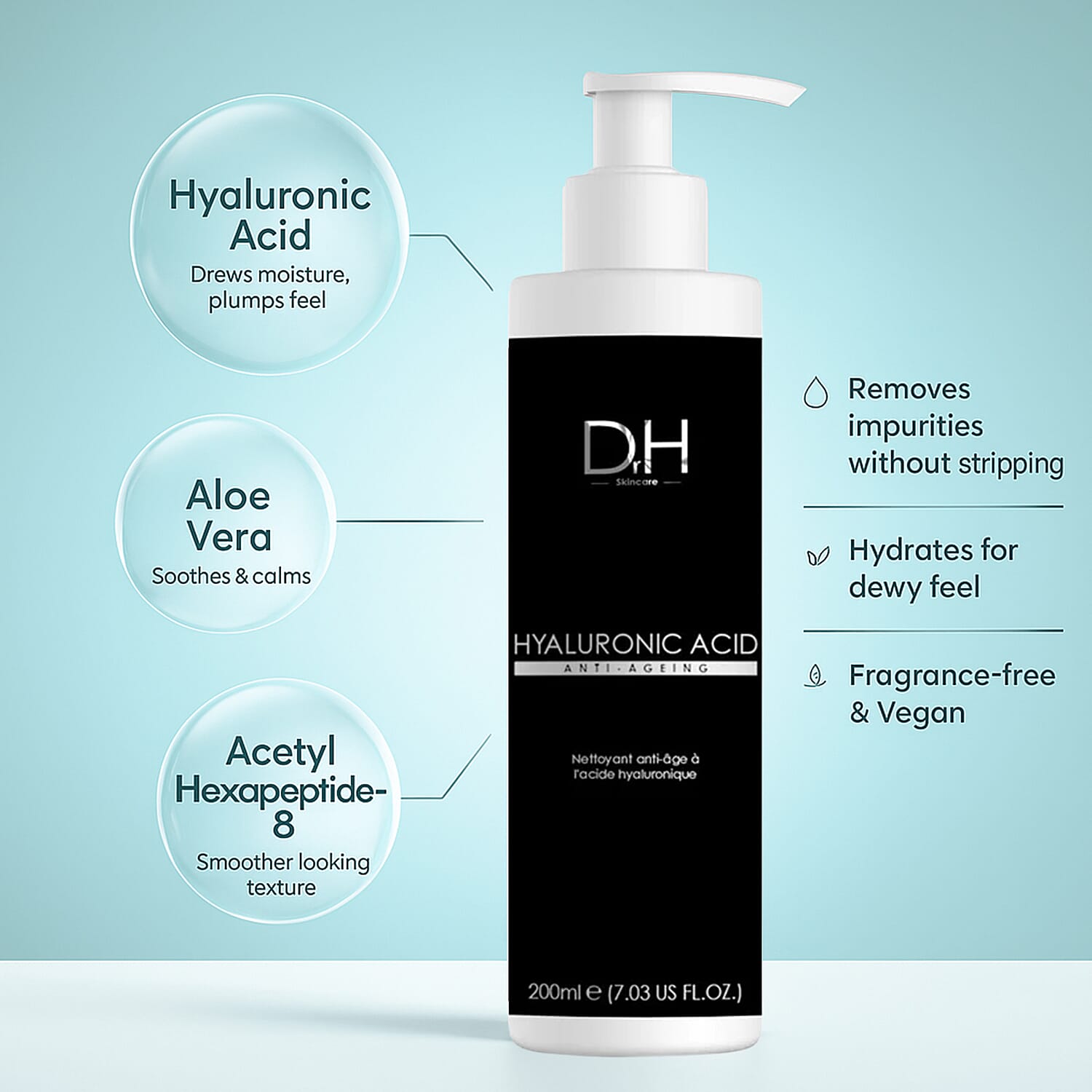 Dr H Foaming Gel Cleanser with Hyaluronic Acid - 200ml