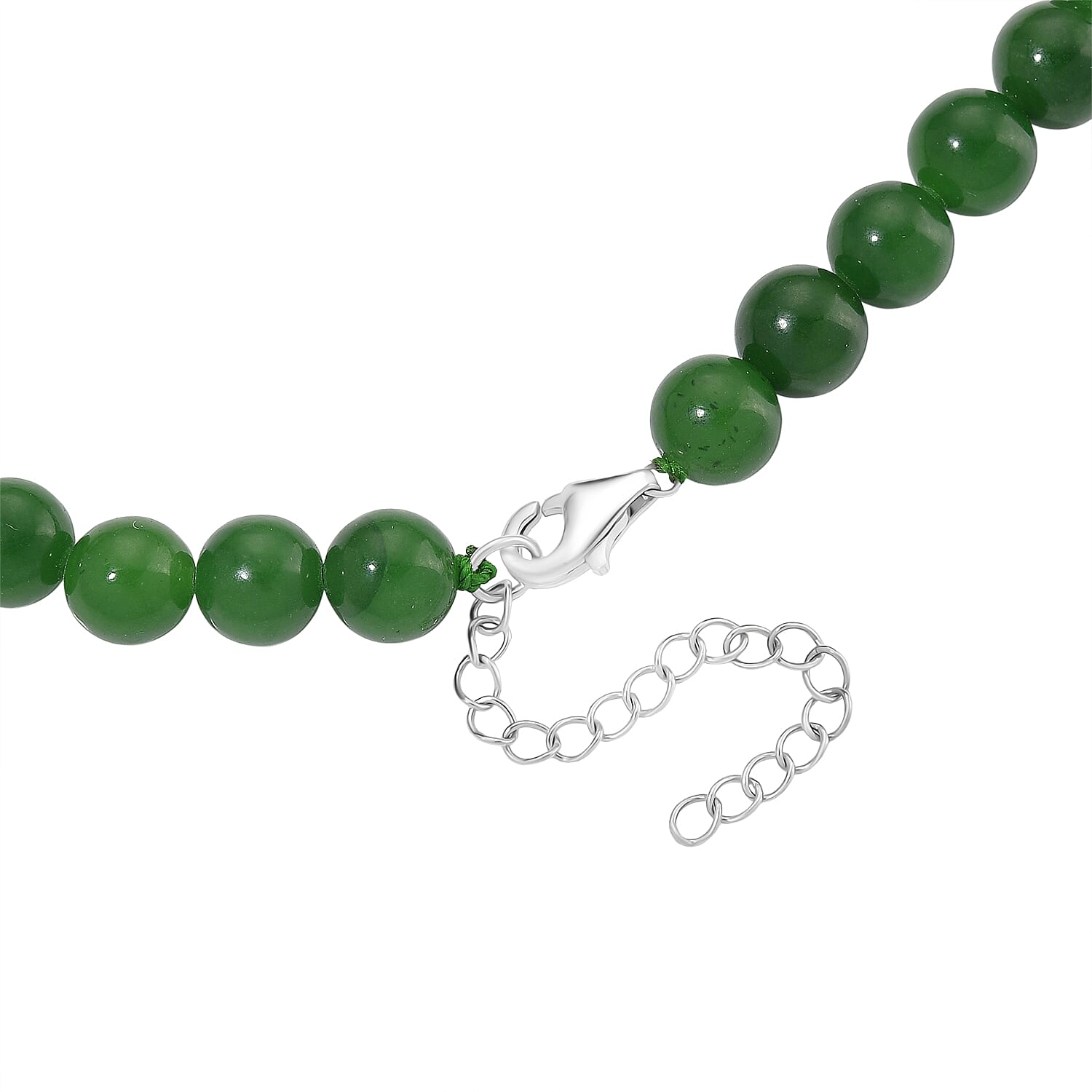 BRAND NEW - Green Jade & White Baroque  Pearl Necklace (Size 20 - 2 Ext) in Rhodium Overlay Sterling Silver 290.00 Ct.
