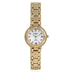 KRUG BAUMEN Charleston Quartz Movt. 3ATM Water Resistant White Dial Ladies Diamond Watch with Gold Colour Stainless Steel Strap and Gold-Tone Case