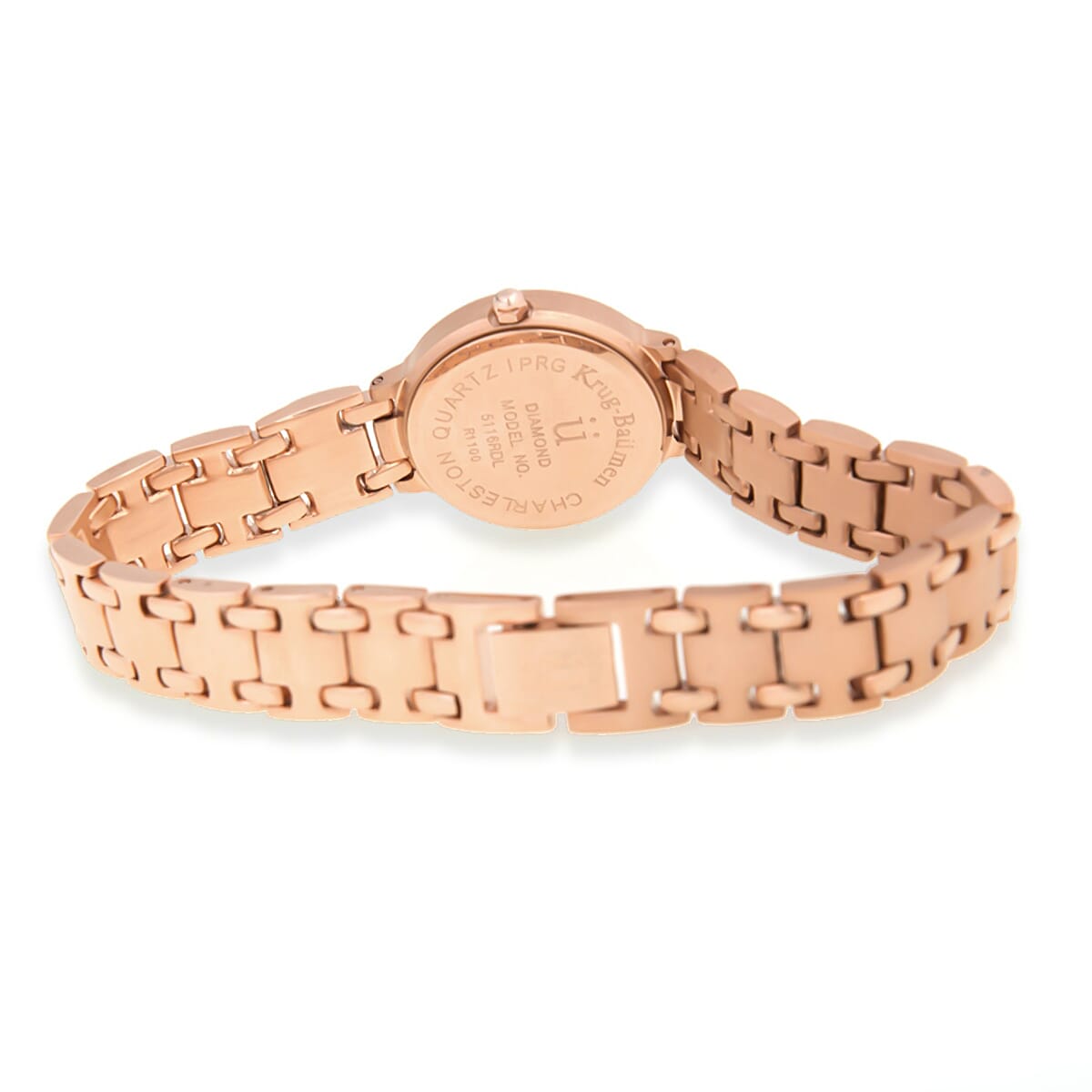 KRUG BAUMEN Charleston Quartz Movt. 3ATM Water Resistant White Dial Ladies Watch with Rose Gold Stainless Steel Chain Strap