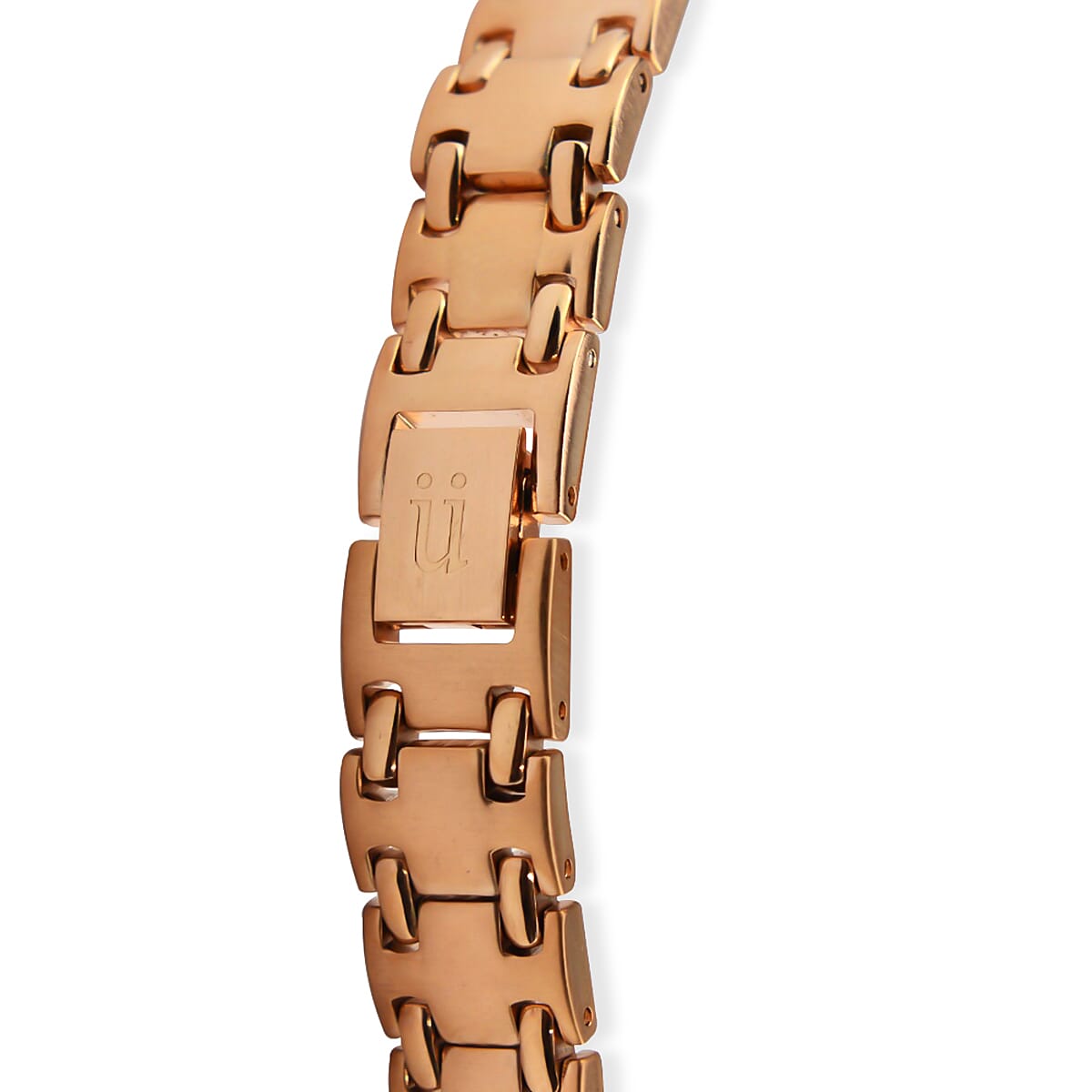 KRUG BAUMEN Charleston Quartz Movt. 3ATM Water Resistant White Dial Ladies Watch with Rose Gold Stainless Steel Chain Strap