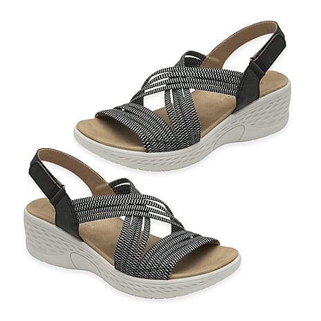 Dunlop Women's Trish Comfortable Wedge Sandal (Size 5) - Charcoal
