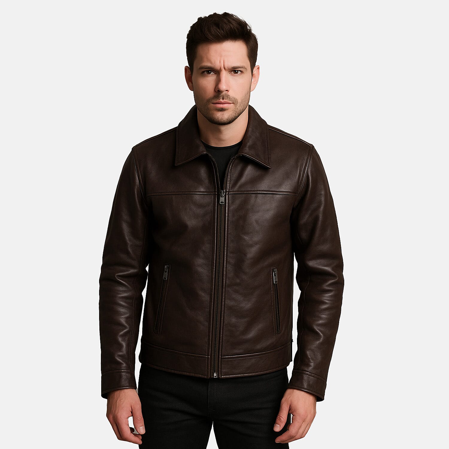 IW-Special-Leather-Jacket-Size-Medium-Dark-Brown