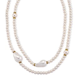 Sleeping Beauty Colour Shell Pearl & White Crystal Necklace (Size - 40) 282.00 Ct.