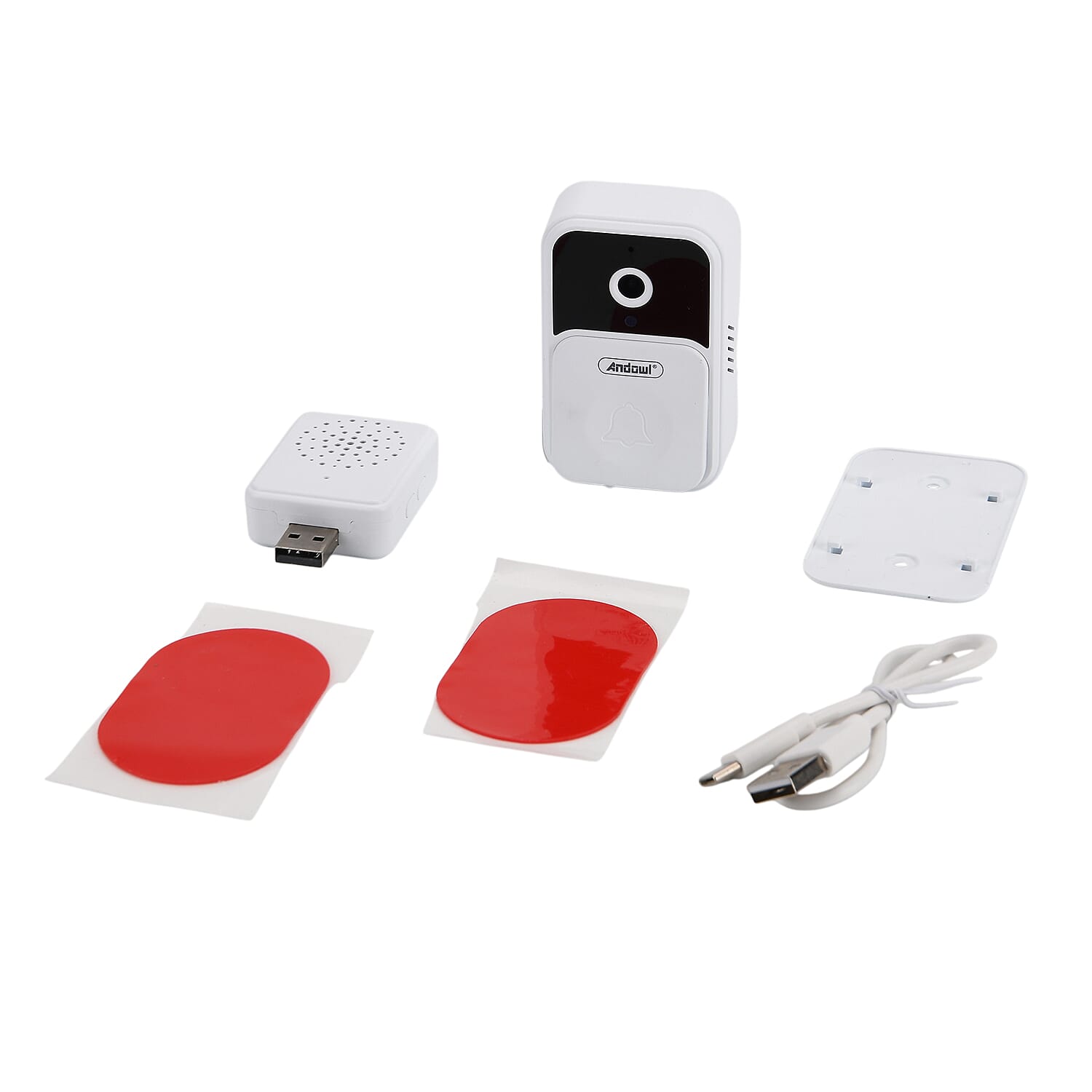 4K Smart Video Doorbell - Wide-Angle Lens, Night Vision, WiFi, 1000mAh Battery, Motion Alerts - 2-Way Talk - White