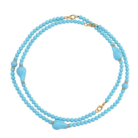 Sleeping Beauty Colour Shell Pearl & White Crystal Necklace (Size - 40) 282.00 Ct.