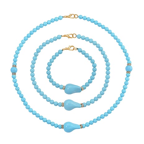 Sleeping Beauty Colour Shell Pearl & White Crystal Necklace (Size - 40) 282.00 Ct.