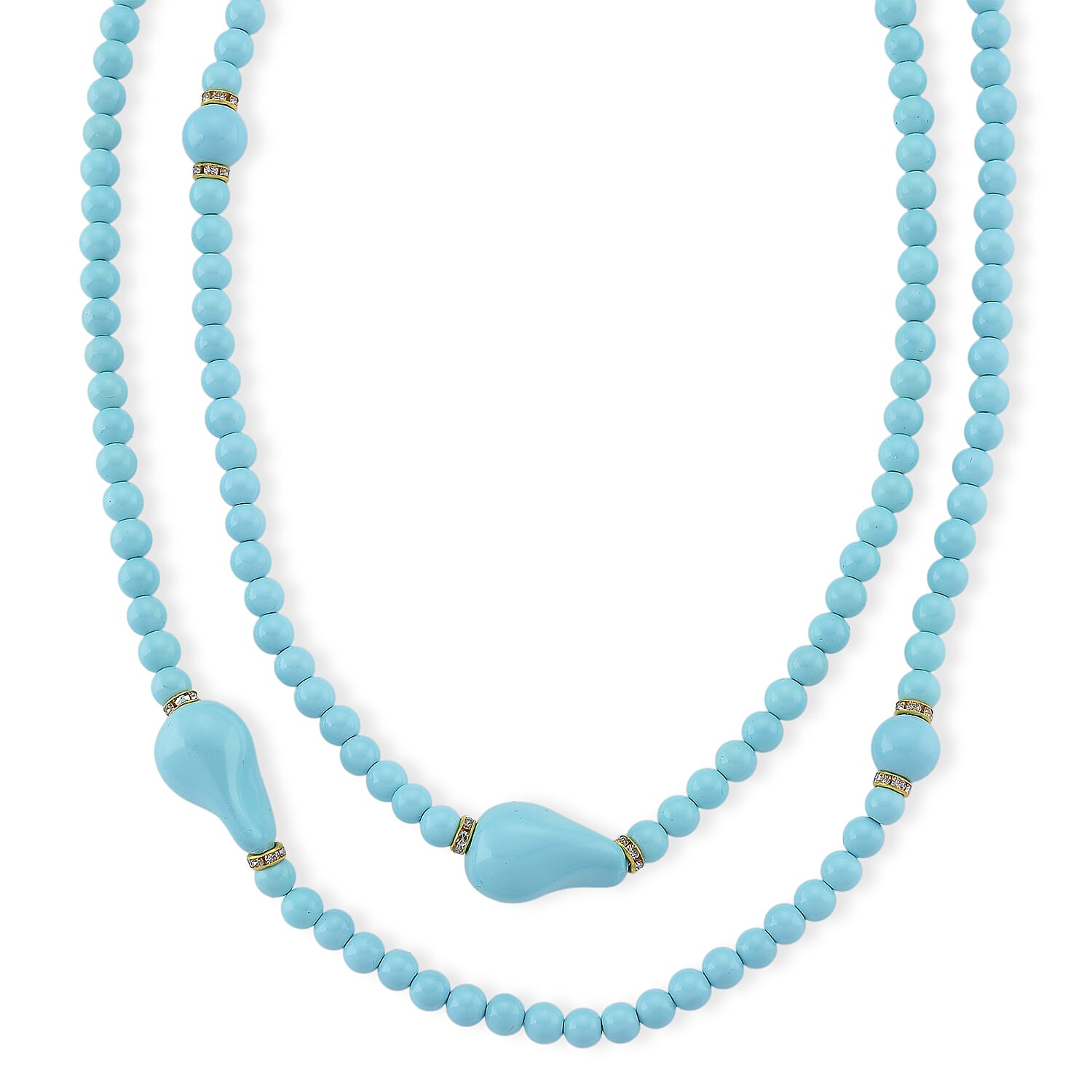 Sleeping Beauty Colour Shell Pearl & White Crystal Necklace (Size - 40) 282.00 Ct.