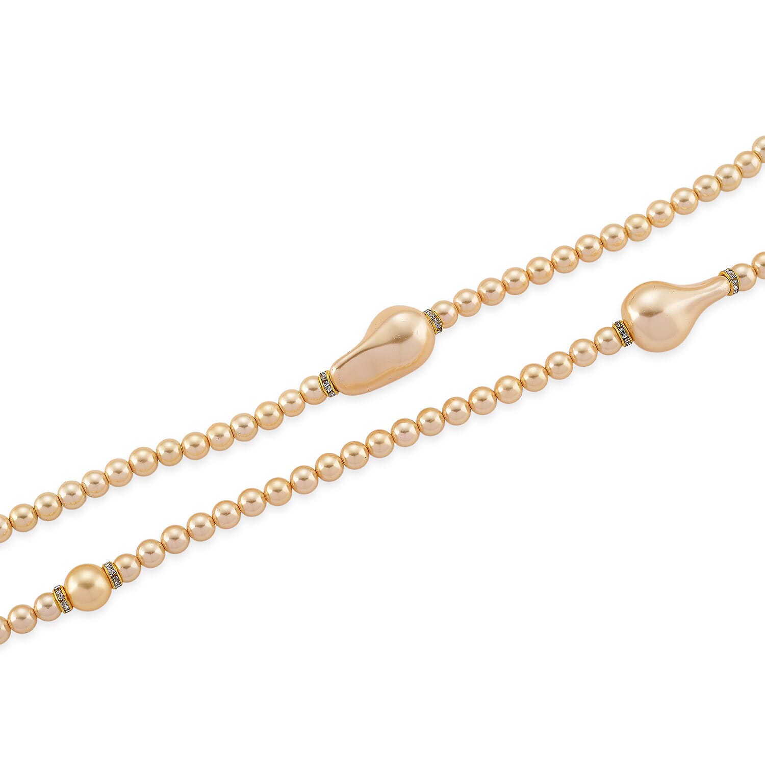 Golden Shell Pearl & White Crystal Necklace 282.00 Ct.
