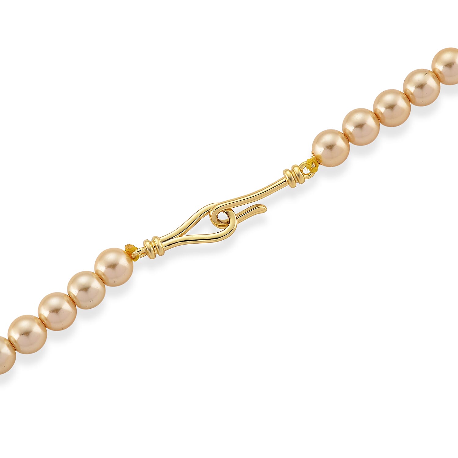 Golden Shell Pearl & White Crystal Necklace 282.00 Ct.