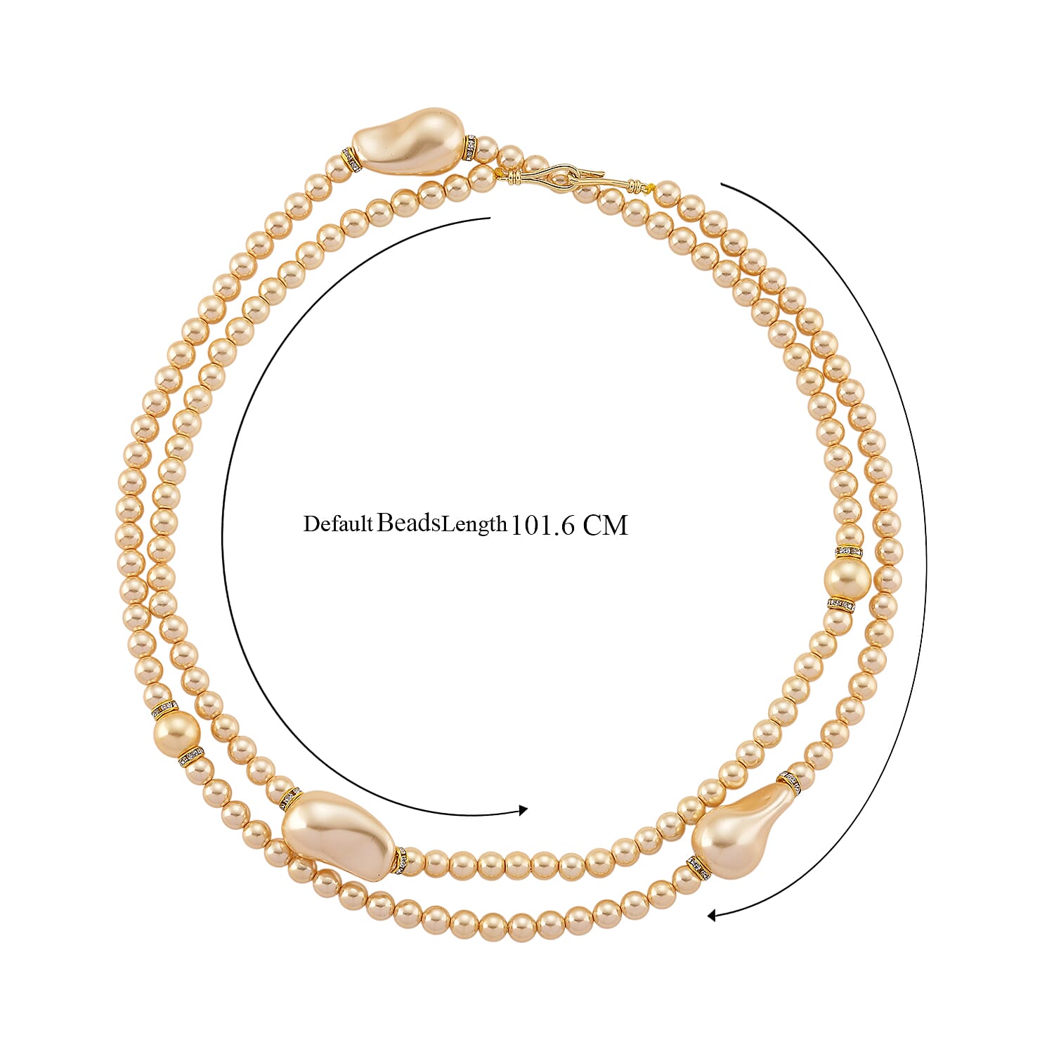 Golden Shell Pearl & White Crystal Necklace 282.00 Ct.
