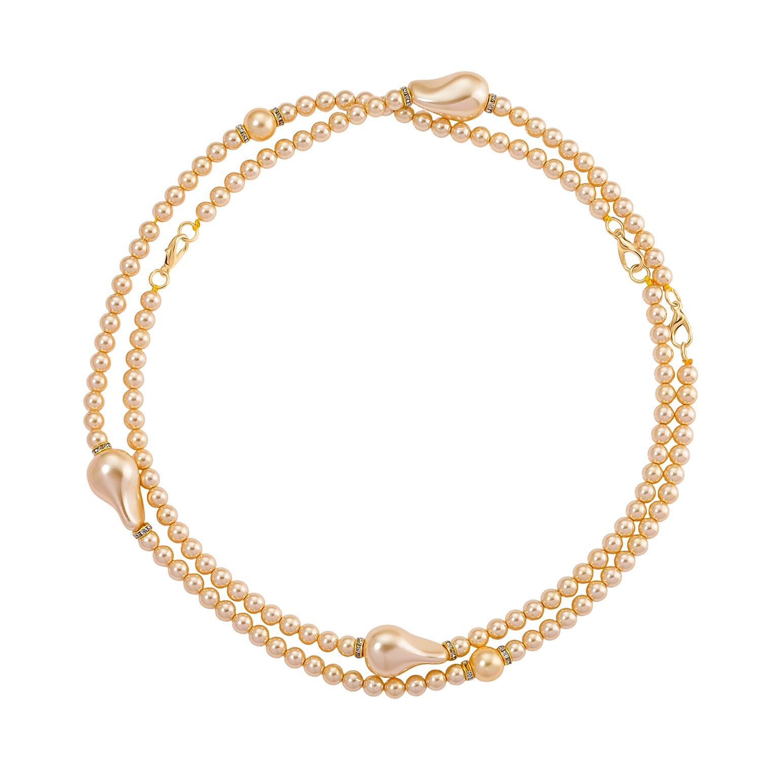 Golden Shell Pearl & White Crystal Necklace 282.00 Ct.