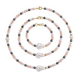Sleeping Beauty Colour Shell Pearl & White Crystal Necklace (Size - 40) 282.00 Ct.
