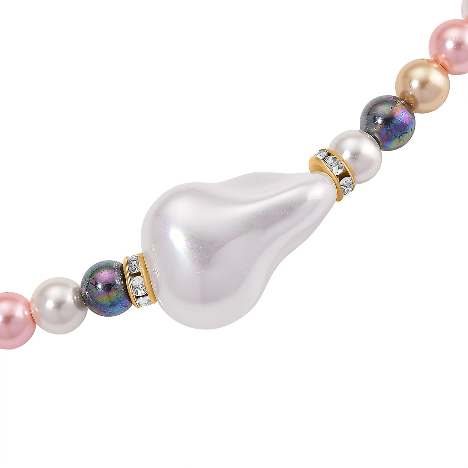 Multi Colour Shell Pearl & White Crystal Necklace 282.00 Ct.