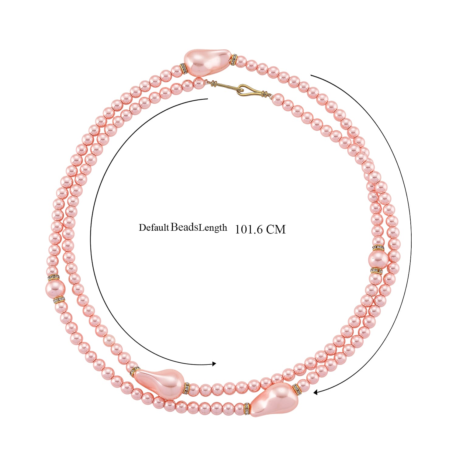 Pink Shell Pearl & White Crystal Necklace 282.00 Ct.