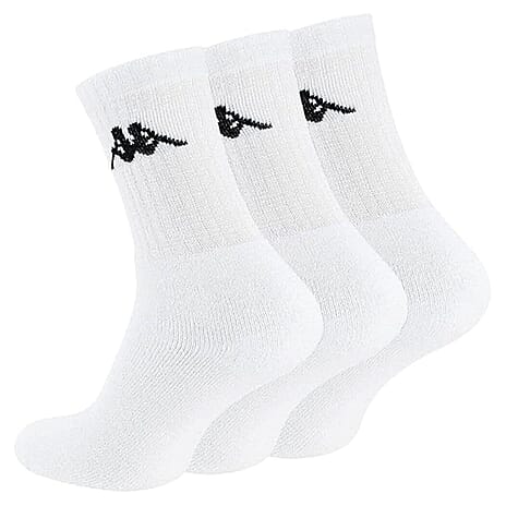 Kappa Pack of 3 Cotton Sports Socks (Size 43 to 46) - White