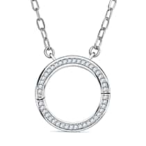 LUXURIANT Lab Grown Diamond (SI-GH) Openable Circle Pendant (Size - 20) in Rhodium Overlay Sterling Silver 0.25 Ct.